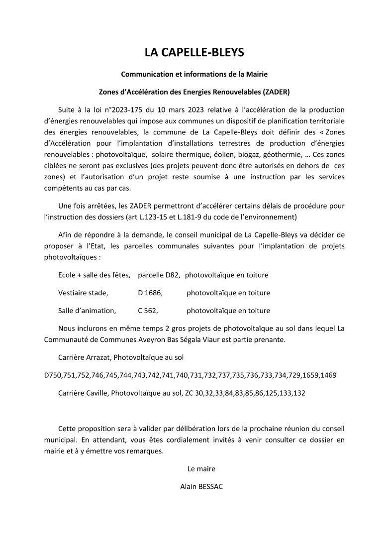 Lire la suite à propos de l’article Information ZADER (Zone d’Accélération Des Energies Renouvelables)