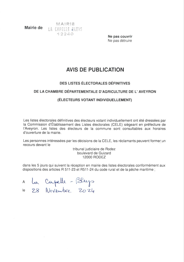 Lire la suite à propos de l’article Avis de publication – Election chambre d’agriculture