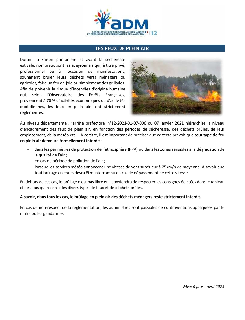 Lire la suite à propos de l’article Note – Les feux de plein air